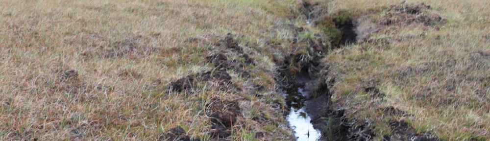 Walshaw Moor drainage ditch and grouse shooting butt on severely damaged blanket bogs